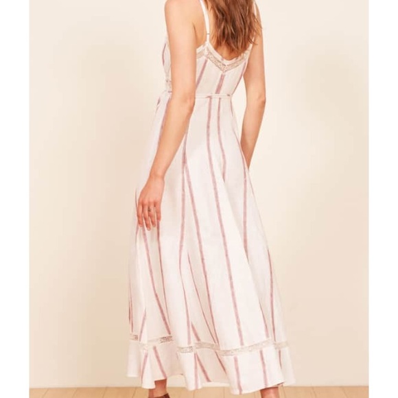Reformation White and Red Striped Maxi Wrap Dress - Picture 6 of 8